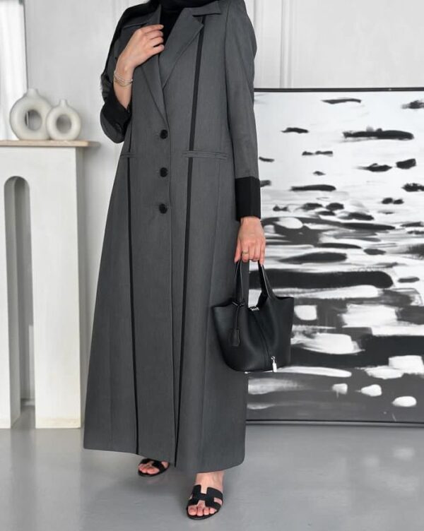 Grey and Black Abaya for Working Women